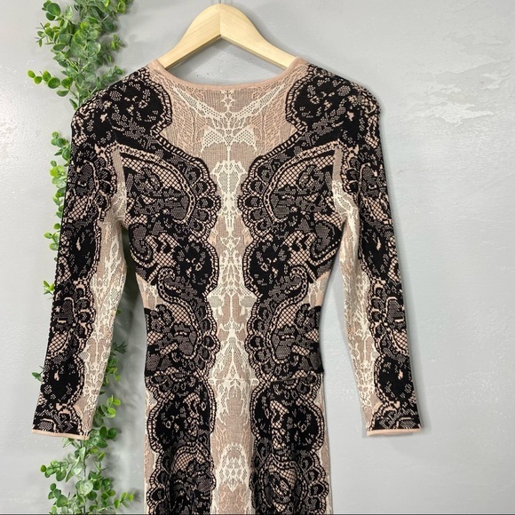 BCBGMaxAzria Bare Pink Black Lace Alma Dress - Picture 12 of 14